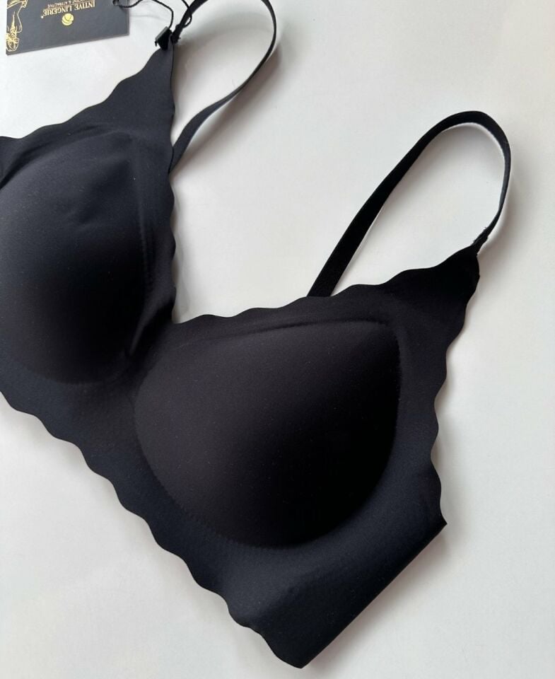 Carla İthal Lazer Kesim Dikişsiz Çıkarılabilir Padli Destekli Rahat Sütyen/Bralet -82 Siyah - S