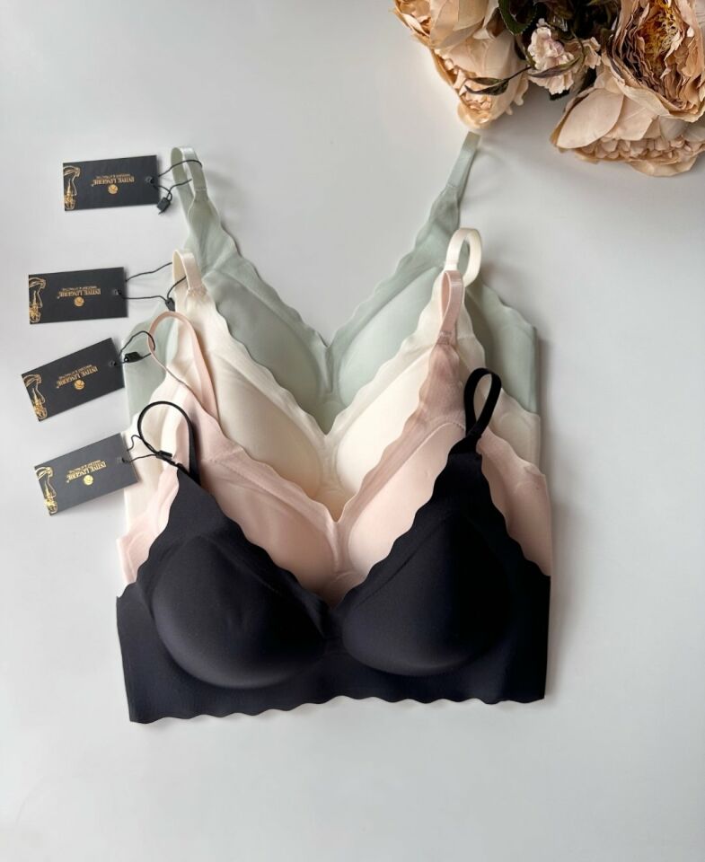 Carla İthal Lazer Kesim Dikişsiz Çıkarılabilir Padli Destekli Rahat Sütyen/Bralet -82 Su Yeşili - S