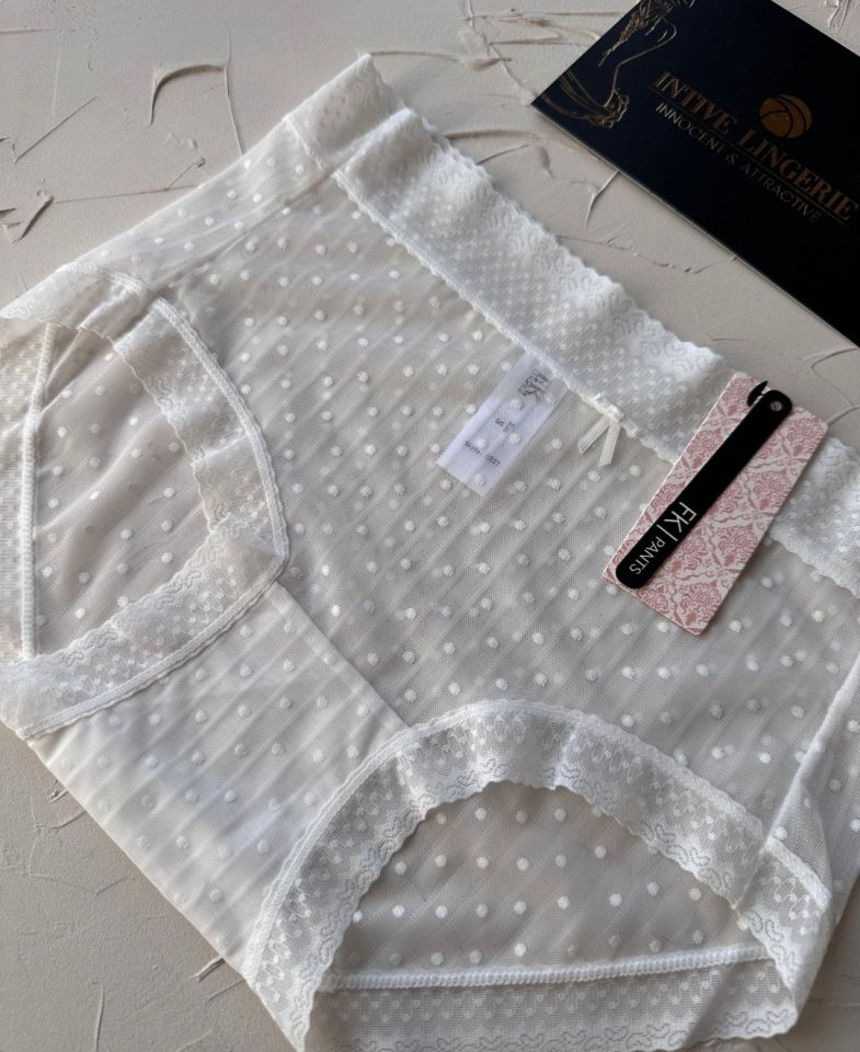 Lily Baby Puantiyeli Pamuk Ağlı Transparan Esnek Normal Bel İthal Şık Bato/Slip-2827 Ekru - S