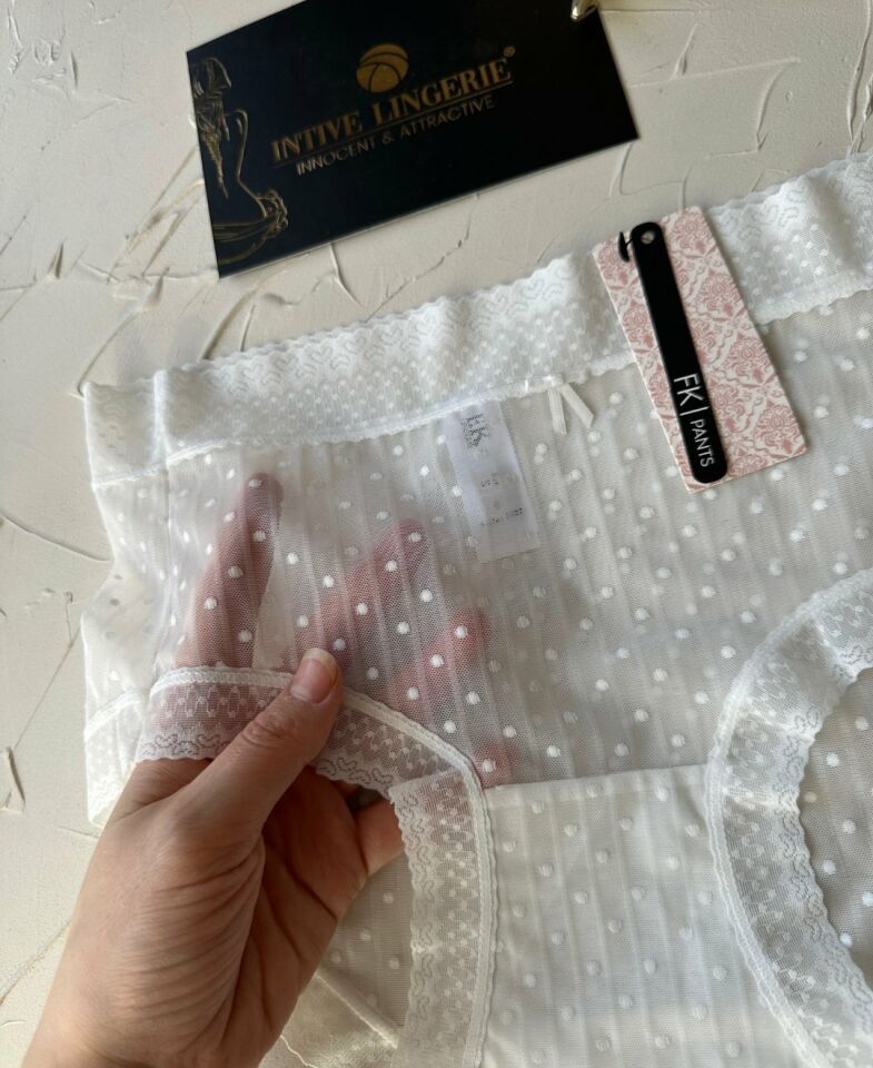 Lily Baby Puantiyeli Pamuk Ağlı Transparan Esnek Normal Bel İthal Şık Bato/Slip-2827 Ekru - L