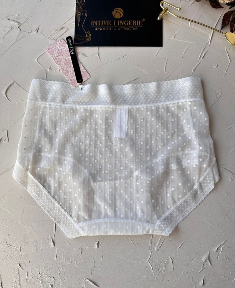 Lily Baby Puantiyeli Pamuk Ağlı Transparan Esnek Normal Bel İthal Şık Bato/Slip-2827 Ekru - L