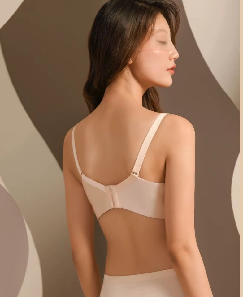 Angelina Push-up Balensiz Dikişsiz V Yaka İthal Kaliteli Düz Renk İz Belli Etmez Sütyen Pudra  - 80B