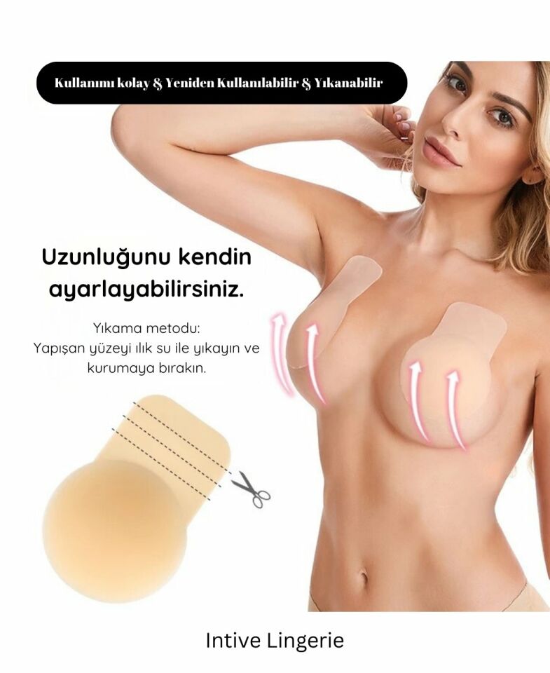 Intive Yeni Nesil Lazer Kesim Silikon Ultra İnce Meme/Göğüs Asansörü-1317 Ten Rengi - S/M