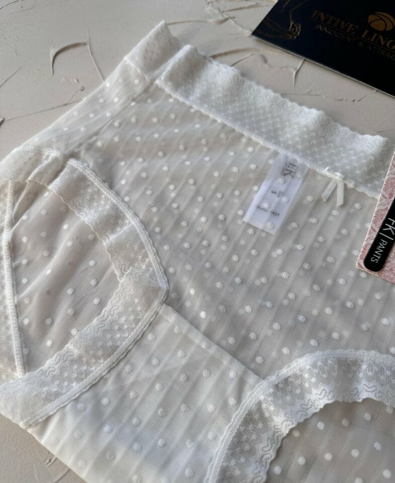 Lily Baby Puantiyeli Pamuk Ağlı Transparan Esnek Normal Bel İthal Şık Bato/Slip-2827 Ekru - XL