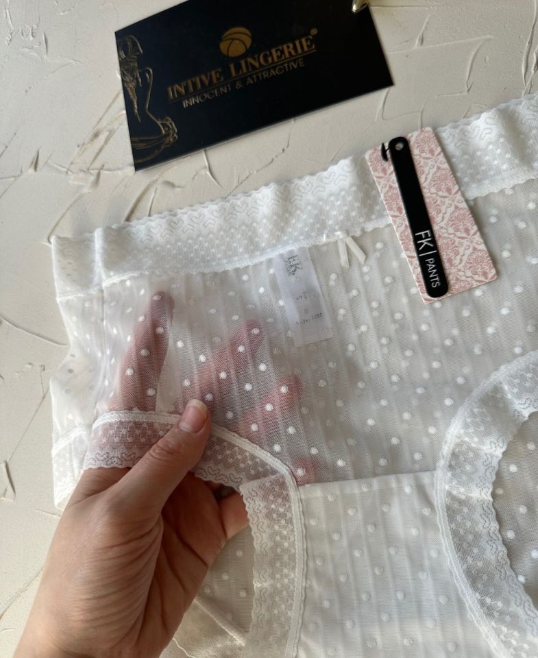 Lily Baby Puantiyeli Pamuk Ağlı Transparan Esnek Normal Bel İthal Şık Bato/Slip-2827 Ekru - XL