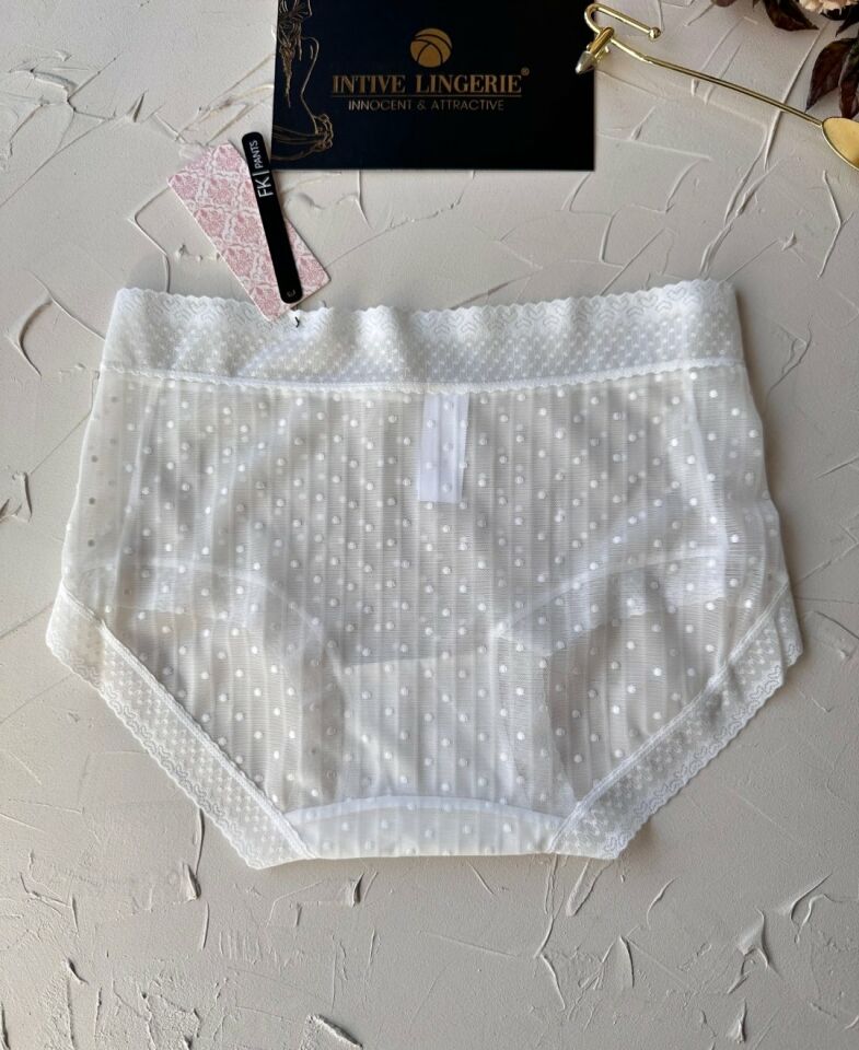 Lily Baby Puantiyeli Pamuk Ağlı Transparan Esnek Normal Bel İthal Şık Bato/Slip-2827 Ekru - XL