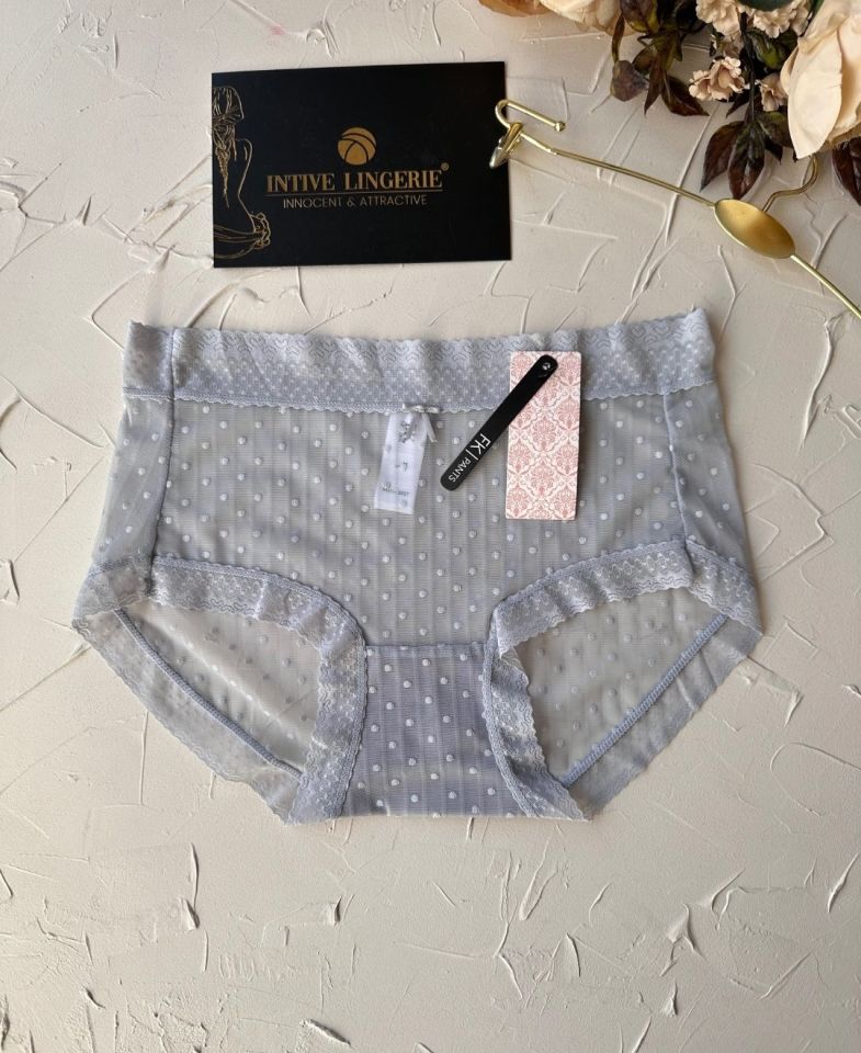 Lily Baby Puantiyeli Pamuk Ağlı Transparan Esnek Normal Bel İthal Şık Bato/Slip-2827 Gri - S