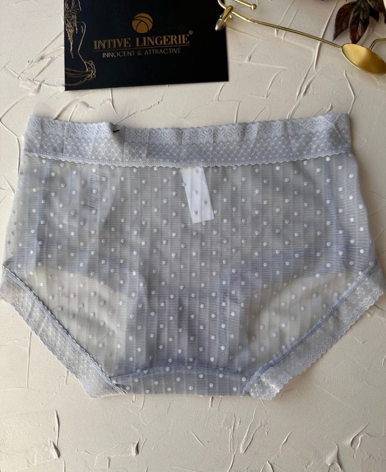 Lily Baby Puantiyeli Pamuk Ağlı Transparan Esnek Normal Bel İthal Şık Bato/Slip-2827 Gri - L