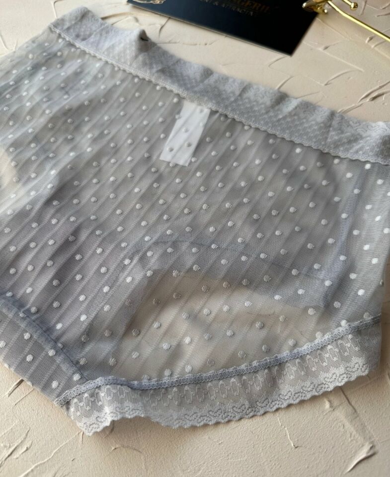 Lily Baby Puantiyeli Pamuk Ağlı Transparan Esnek Normal Bel İthal Şık Bato/Slip-2827 Gri - L