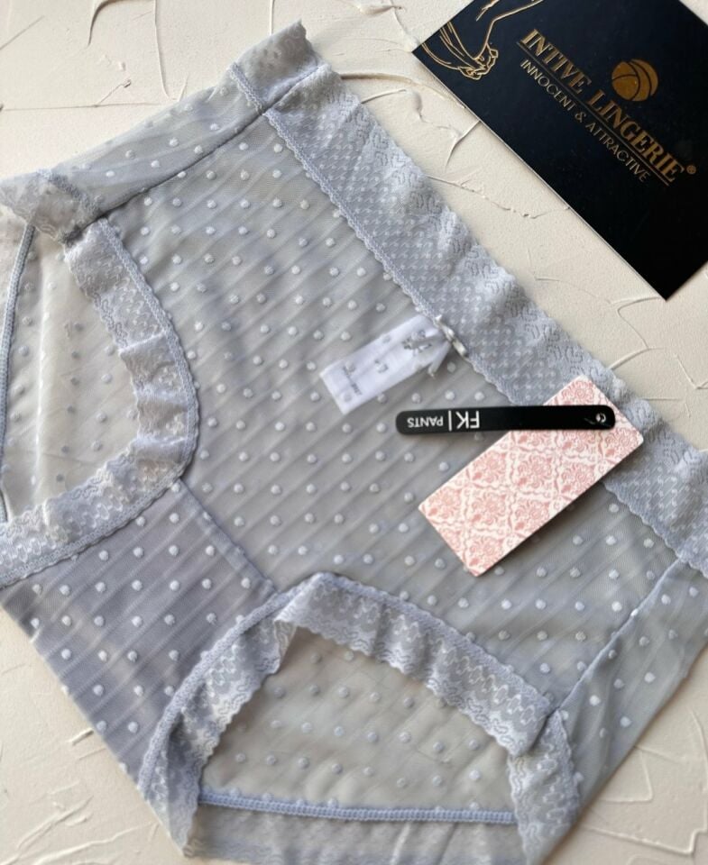 Lily Baby Puantiyeli Pamuk Ağlı Transparan Esnek Normal Bel İthal Şık Bato/Slip-2827 Gri - XL