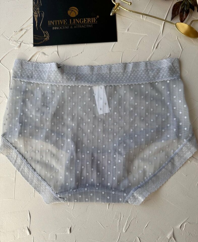 Lily Baby Puantiyeli Pamuk Ağlı Transparan Esnek Normal Bel İthal Şık Bato/Slip-2827 Gri - XL