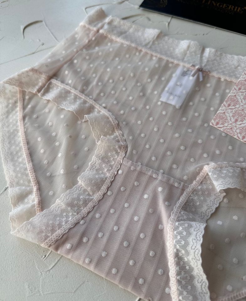 Lily Baby Puantiyeli Pamuk Ağlı Transparan Esnek Normal Bel İthal Şık Bato/Slip-2827 Pudra  - S