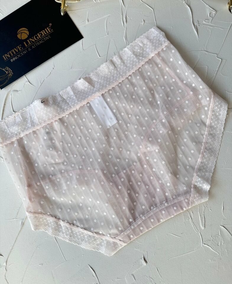 Lily Baby Puantiyeli Pamuk Ağlı Transparan Esnek Normal Bel İthal Şık Bato/Slip-2827 Pudra  - S