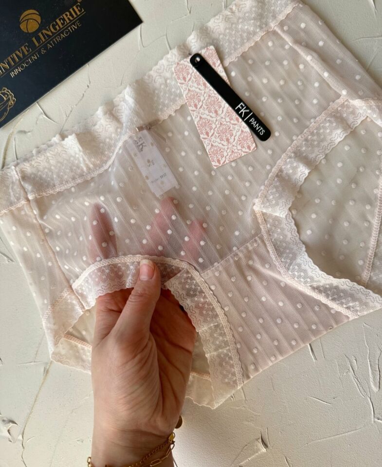 Lily Baby Puantiyeli Pamuk Ağlı Transparan Esnek Normal Bel İthal Şık Bato/Slip-2827 Pudra  - L