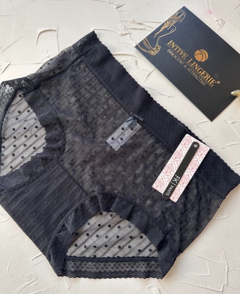 Lily Baby Puantiyeli Pamuk Ağlı Transparan Esnek Normal Bel İthal Şık Bato/Slip-2827 Siyah - S