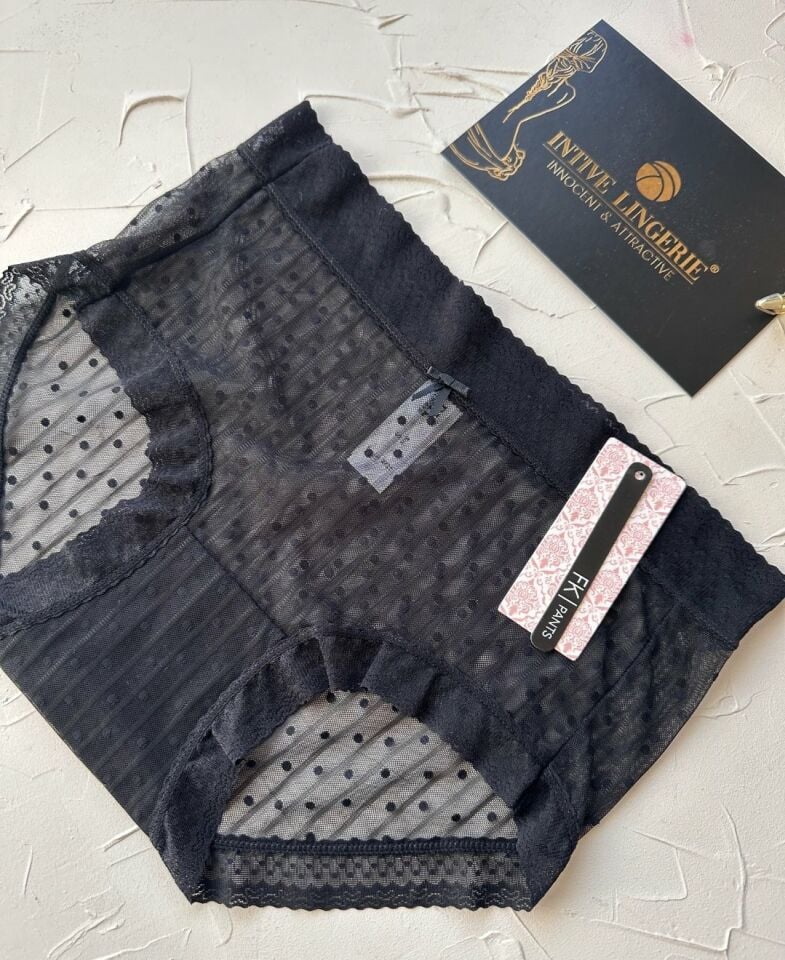 Lily Baby Puantiyeli Pamuk Ağlı Transparan Esnek Normal Bel İthal Şık Bato/Slip-2827 Siyah - L
