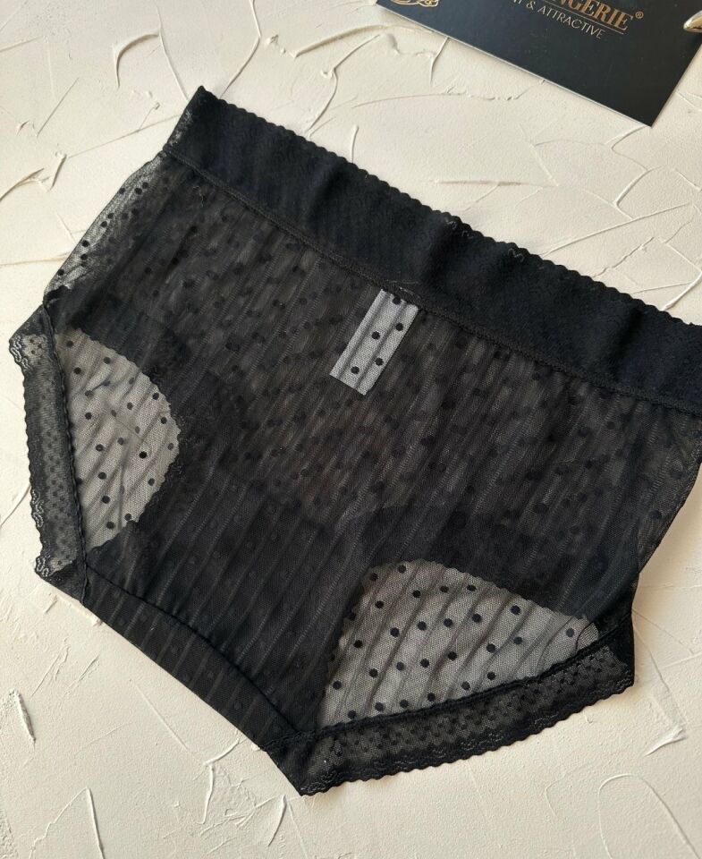 Lily Baby Puantiyeli Pamuk Ağlı Transparan Esnek Normal Bel İthal Şık Bato/Slip-2827 Siyah - L