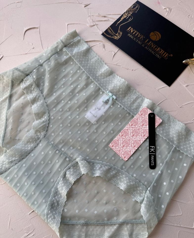 Lily Baby Puantiyeli Pamuk Ağlı Transparan Esnek Normal Bel İthal Şık Bato/Slip-2827 Su Yeşili - S