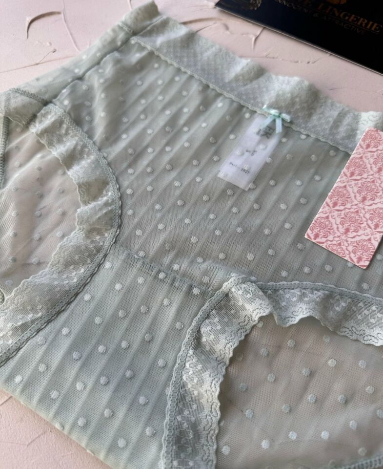 Lily Baby Puantiyeli Pamuk Ağlı Transparan Esnek Normal Bel İthal Şık Bato/Slip-2827 Su Yeşili - S