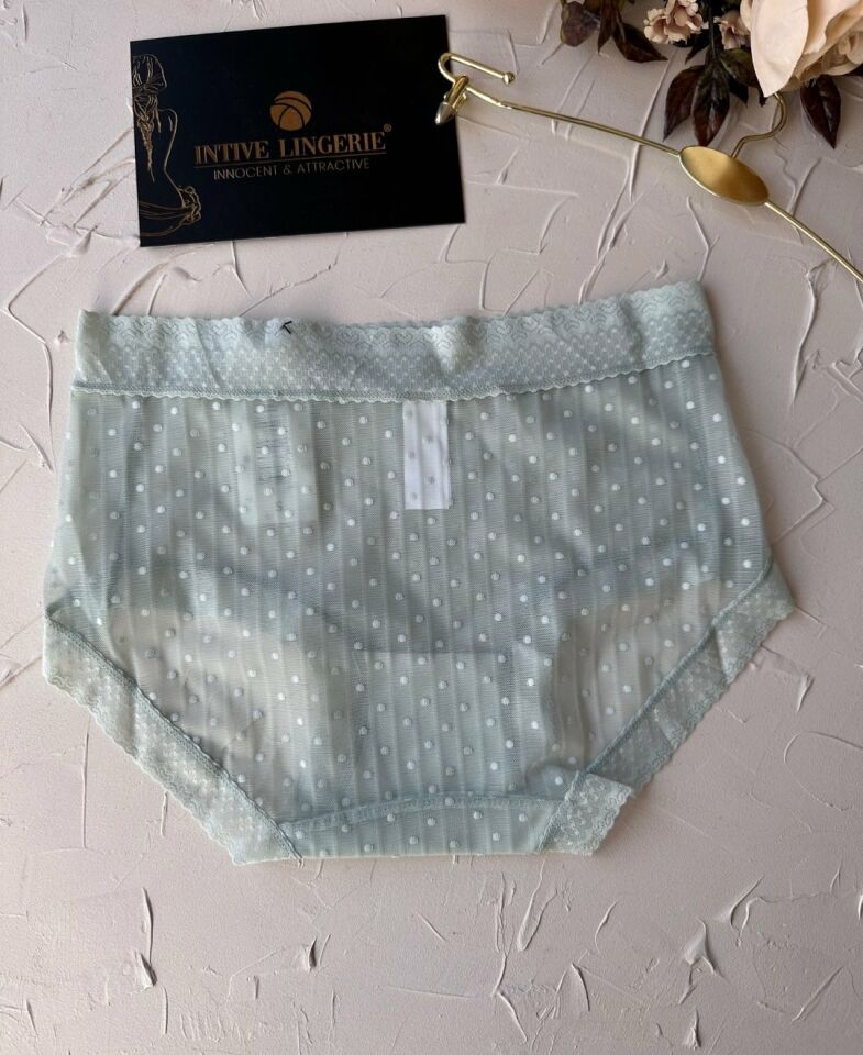 Lily Baby Puantiyeli Pamuk Ağlı Transparan Esnek Normal Bel İthal Şık Bato/Slip-2827 Su Yeşili - S