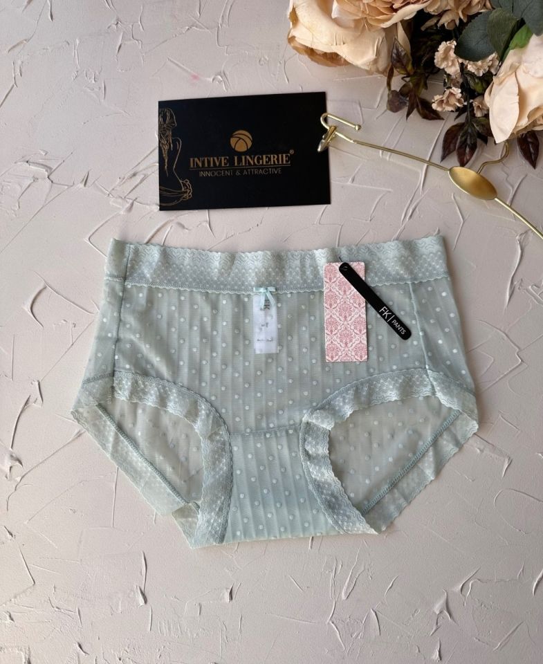 Lily Baby Puantiyeli Pamuk Ağlı Transparan Esnek Normal Bel İthal Şık Bato/Slip-2827 Su Yeşili - M