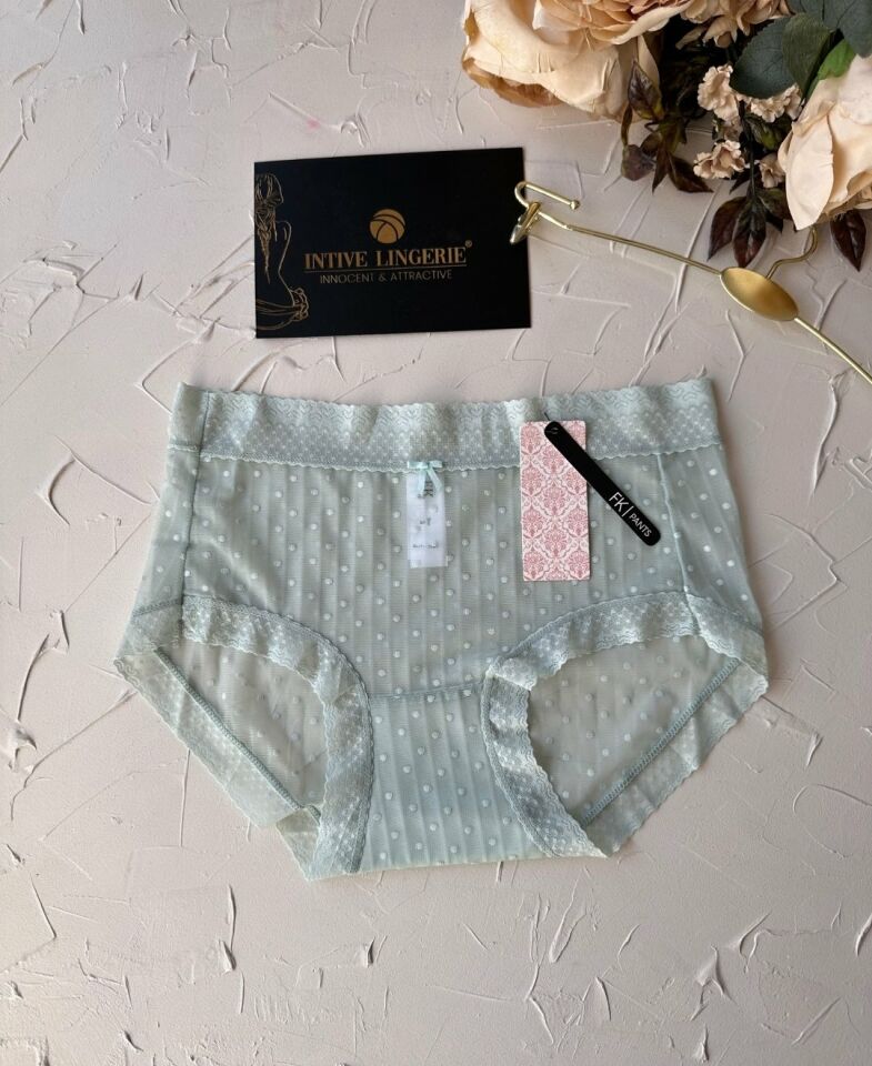 Lily Baby Puantiyeli Pamuk Ağlı Transparan Esnek Normal Bel İthal Şık Bato/Slip-2827 Su Yeşili - L