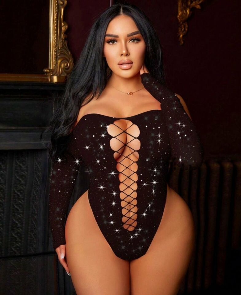 Vivaldy Taşlı Önü ve Arkası File Detaylı Tasarım Bodysuit/Vücut Çorabı-4925/4926 Siyah - Standart