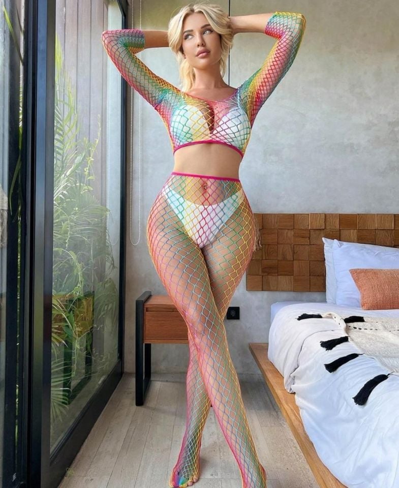 Vivaldy Gökkuşağı Renklerinde Rengarenk Büyük File Croptop Çorap Takım -4595 Çok Renkli - Standart