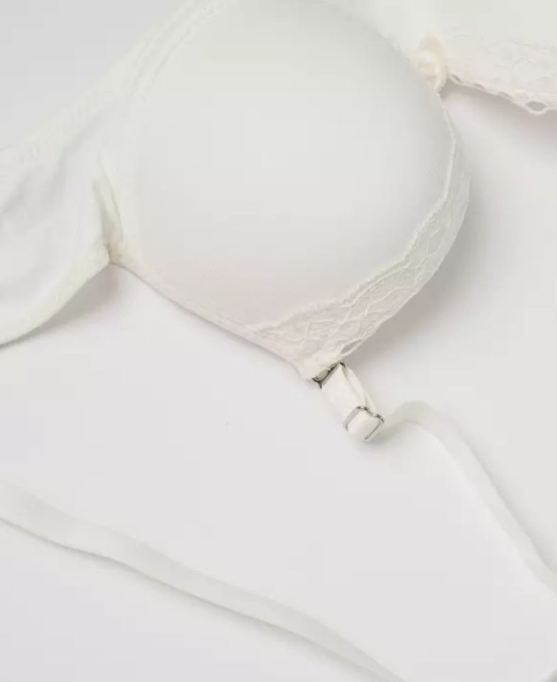 NBB Hafif Destekli Dantelli Balenli Soft Cup Klasik Kesim Sütyen- 3591 Ekru - 75B