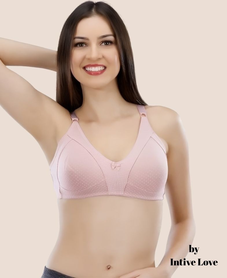 Liza Puantiye Desenli Pamuklu Penye Kalın Askılı Toparlayıcı Balensiz Desteksiz Rahat Sütyen Pudra  - 95