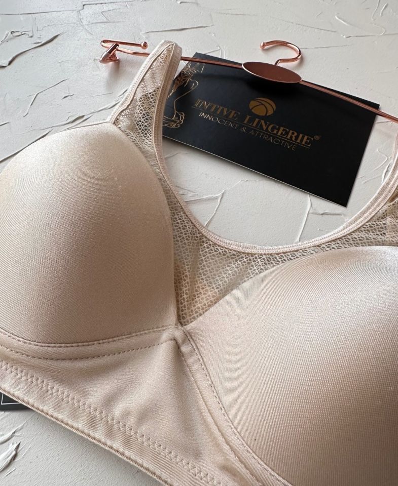 Orkide Kutulu Önü Fileli Balensiz Desteksiz Ultra Rahat Soft Cup Günlük Sütyen Bej - 90B
