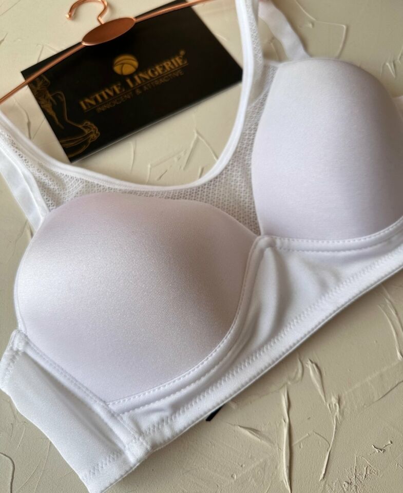 Orkide Kutulu Önü Fileli Balensiz Desteksiz Ultra Rahat Soft Cup Günlük Sütyen Beyaz - 75B