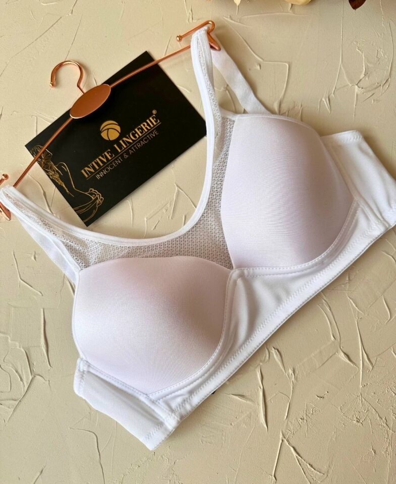 Orkide Kutulu Önü Fileli Balensiz Desteksiz Ultra Rahat Soft Cup Günlük Sütyen Beyaz - 80B