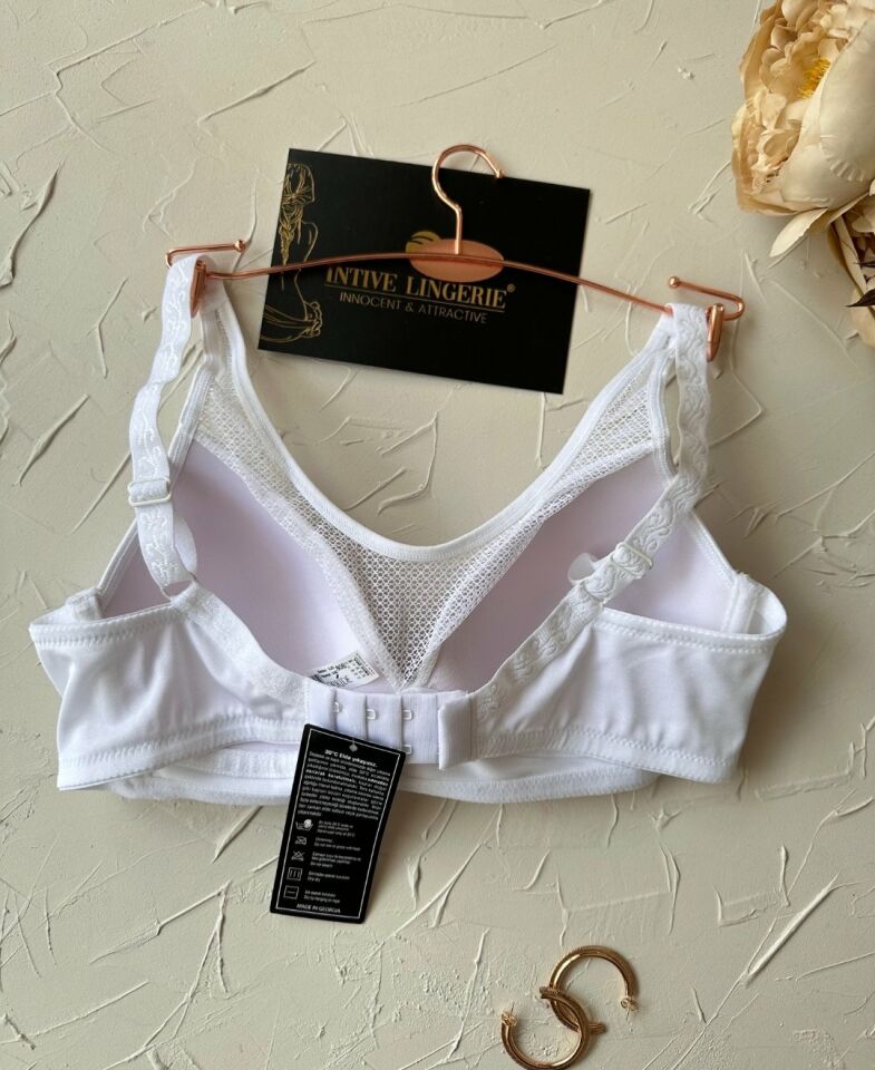 Orkide Kutulu Önü Fileli Balensiz Desteksiz Ultra Rahat Soft Cup Günlük Sütyen Beyaz - 80B