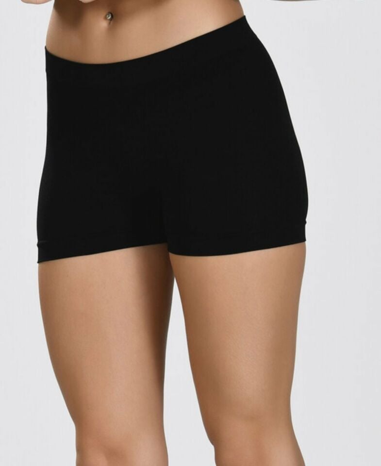 NBB Kadın Dikişsiz İz Yapmaz Şekillendirici Mini Şort/Külot (Siyah, Ten rengi, Beyaz) Siyah - XL