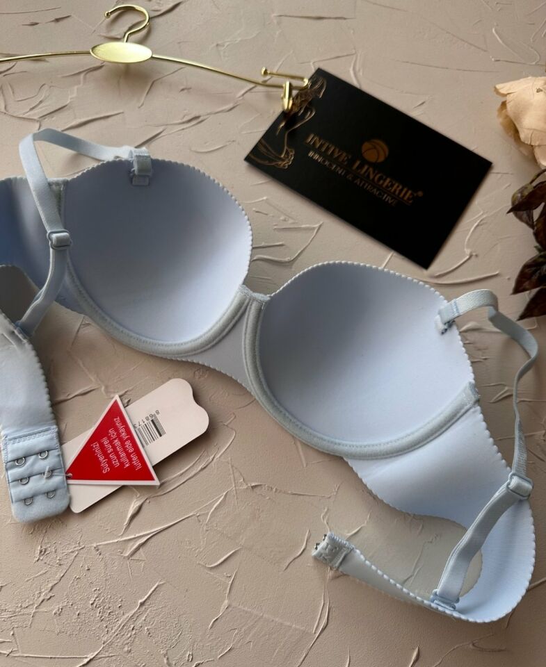 Billie İthal Lazer Kesim İz Belli Etmeyen Balenli Desteksiz Kaliteli Sütyen- FK382 Bebe Mavisi - 90B