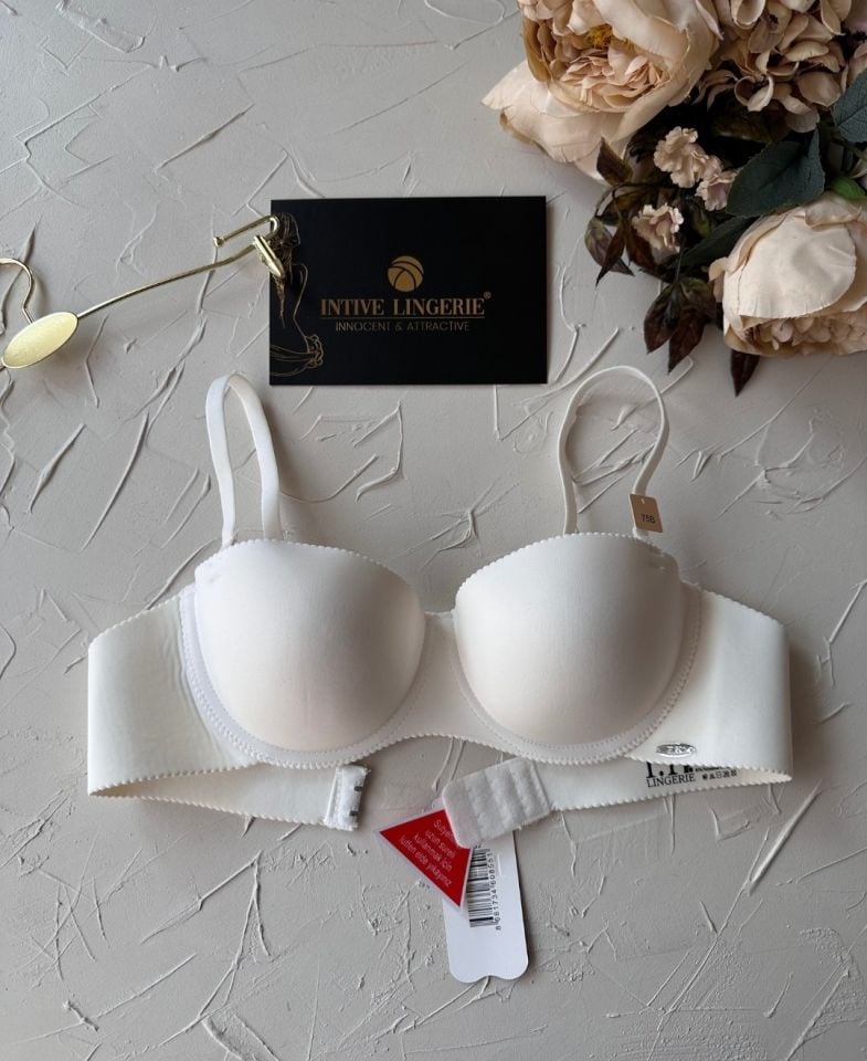 Billie İthal Lazer Kesim İz Belli Etmeyen Balenli Desteksiz Kaliteli Sütyen- FK382 Beyaz - 85B