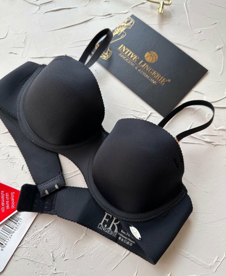 Billie İthal Lazer Kesim İz Belli Etmeyen Balenli Desteksiz Kaliteli Sütyen- FK382 Siyah - 85B