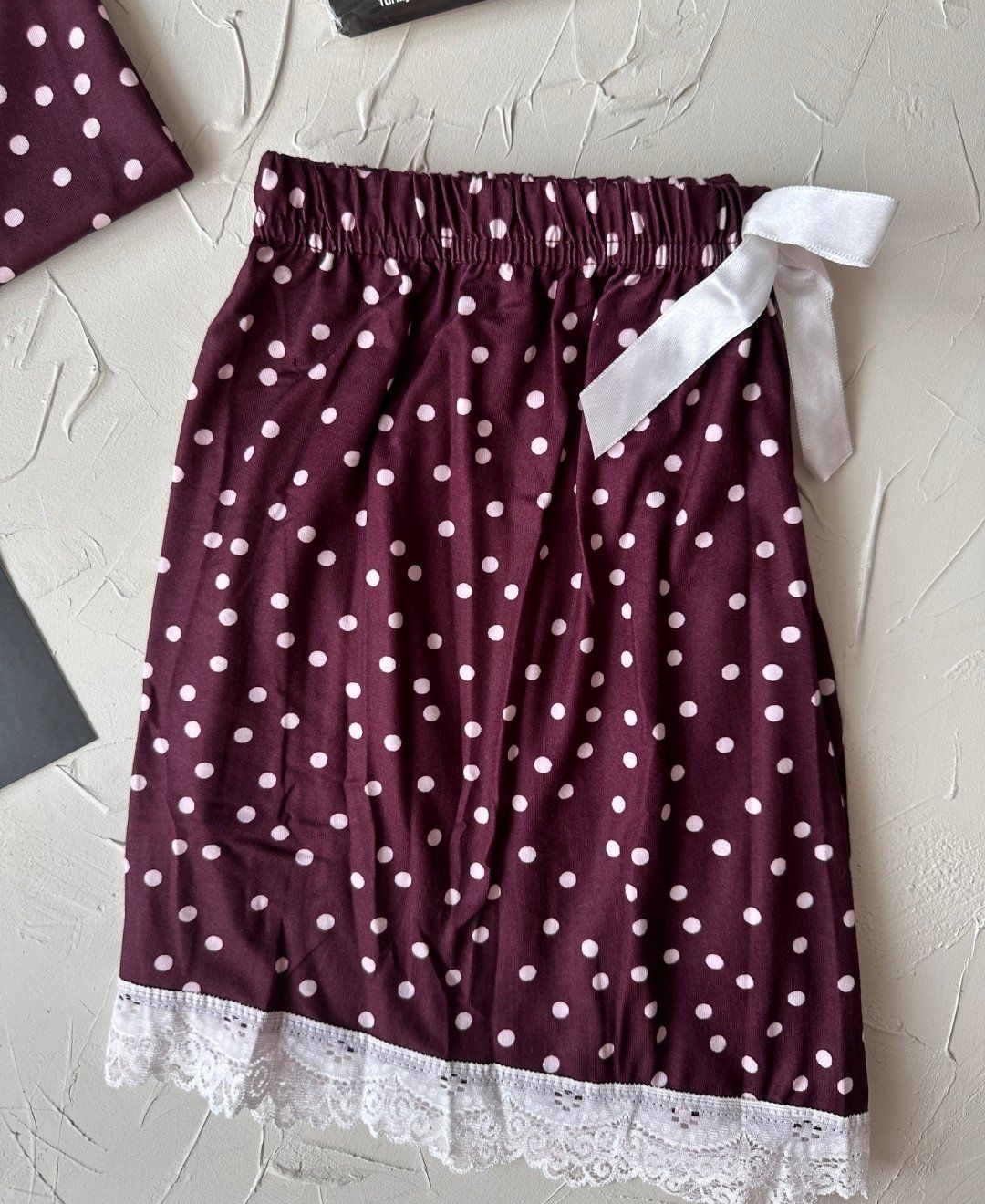 Intive Dantel Detaylı Yumuşacık Mürdüm Puantiye Desenli Askılı Bluz Şort Pijama Takımı Mürdüm - XL