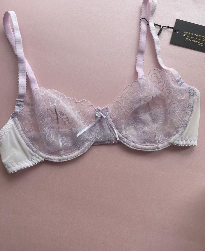 Loi Lila Çiçek Desenli Transparan Seksi Sütyen Takım 75