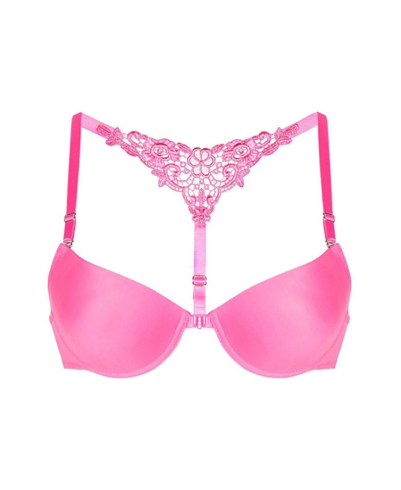 NBB Arkası Dantelli Önden Klipsli Push-up Sütyen -3190 Pembe - 85B