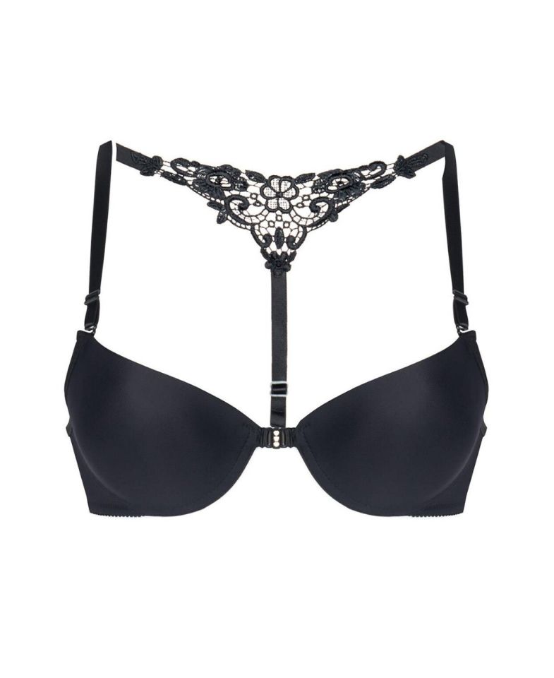 NBB Arkası Dantelli Önden Klipsli Push-up Sütyen -3190 Siyah - 75B
