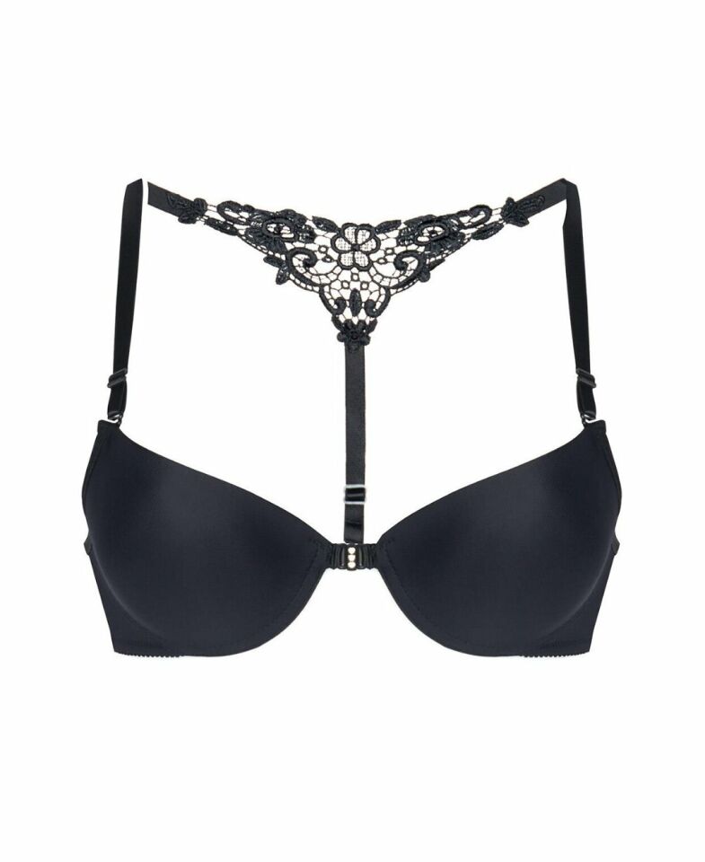 NBB Arkası Dantelli Önden Klipsli Push-up Sütyen -3190 Siyah - 90B