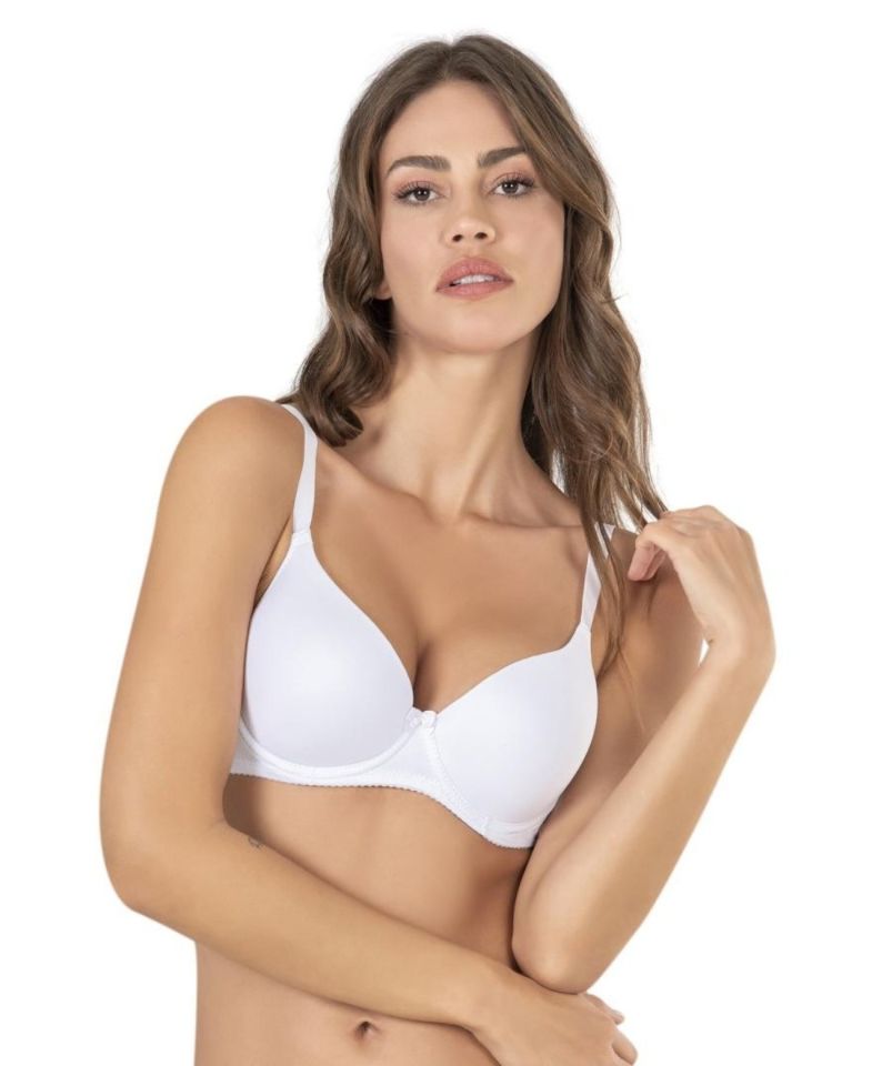 Nbb Mikro Kaplı Balenli Desteksiz Basic Sütyen (Ten, Siyah, Beyaz)- 3505 Beyaz - 80B