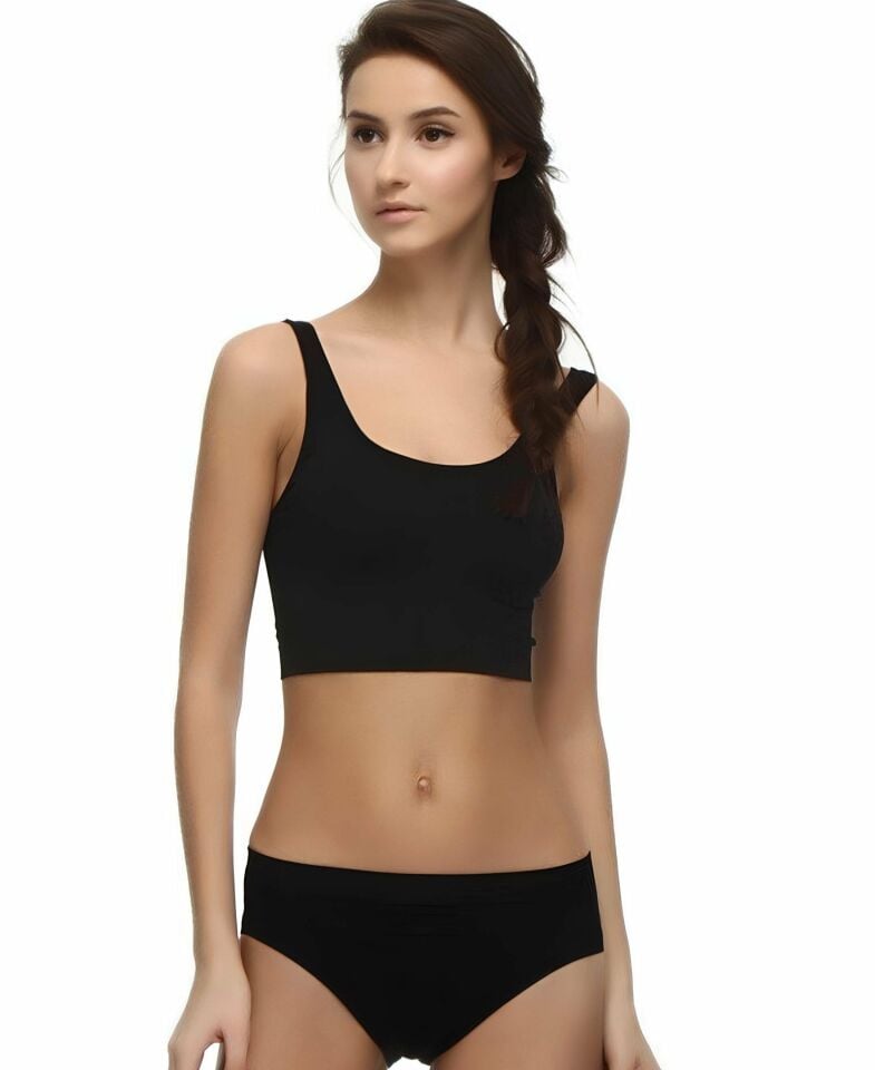 NBB Dikişsiz Seamless Kalın Askılı Desteksiz Balensiz Sütyen/Büstiyer-2410 Siyah - XL