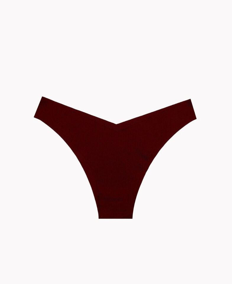 NBB Lazer V Kesim Orta Bel 3'lü Paket Külot (Bordo, Ten, Siyah, Pudra) Bordo-Pudra-Ten - XL
