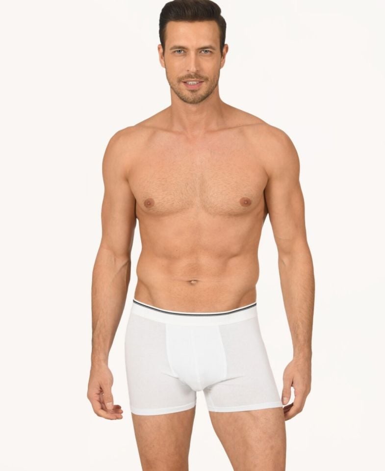 Erkek Hendrix %45 Modal Kumaştan Rahat Bel Lastikli Boxer-735 Beyaz - L