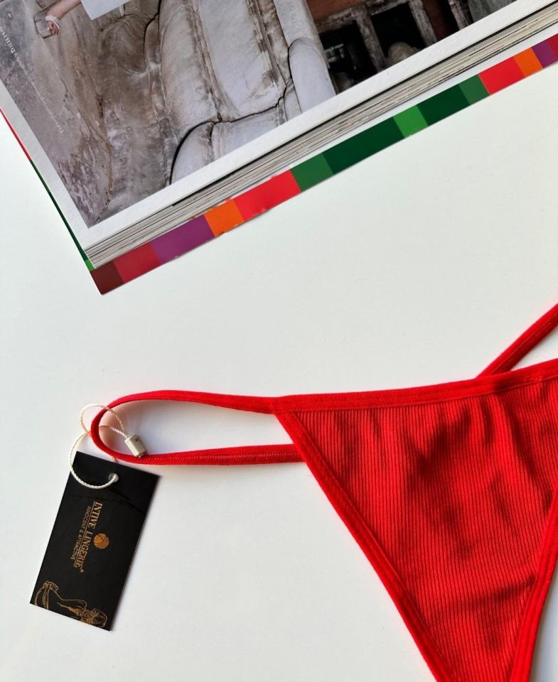 Lenora Kadın Fitilli %97 Pamuklu Günlük Kullanım Kaliteli String Kırmızı - L
