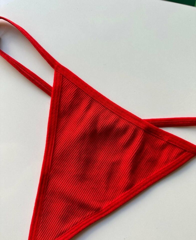 Lenora Kadın Fitilli %97 Pamuklu Günlük Kullanım Kaliteli String Kırmızı - L