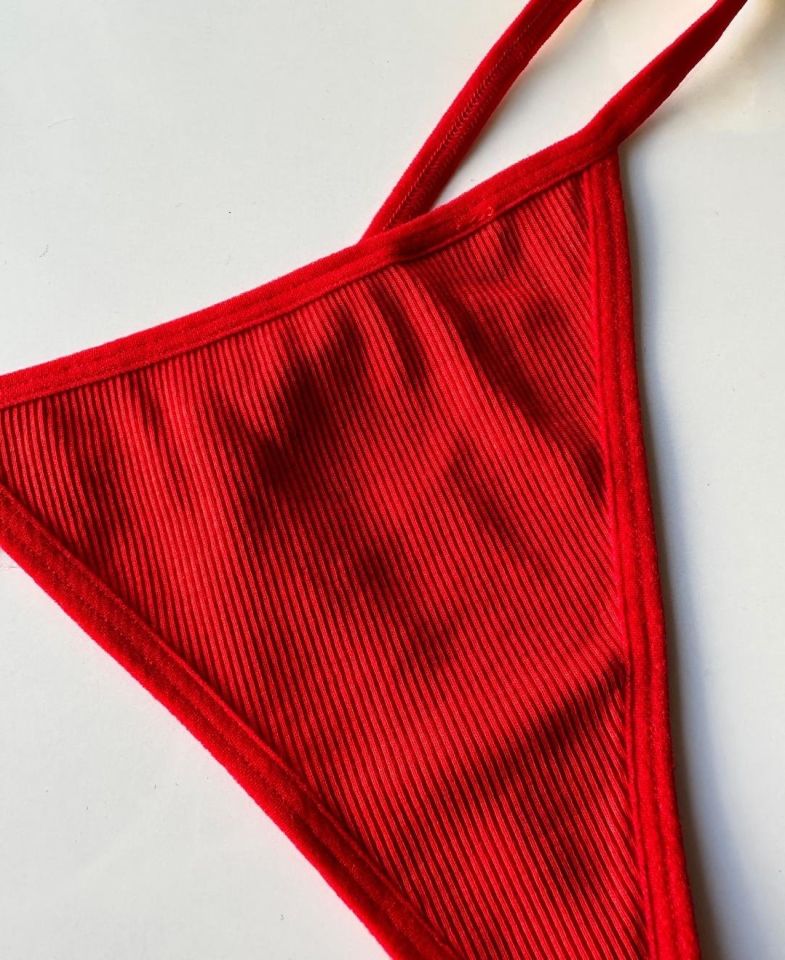 Lenora Kadın Fitilli %97 Pamuklu Günlük Kullanım Kaliteli String Kırmızı - L